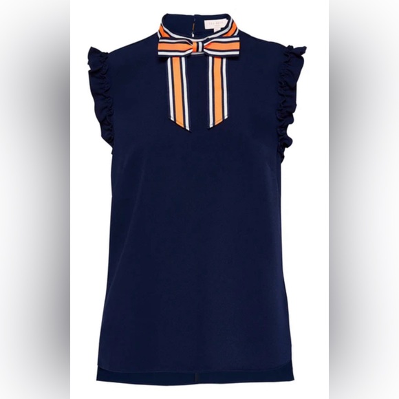 Ted Baker London Navy Bow Tie Blouse Top 4 - Picture 2 of 5